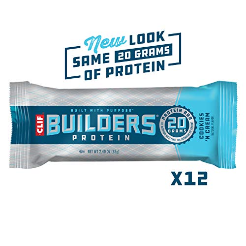 Product Cover CLIF BUILDERS - Protein Bars - Cookies and Cream - 20g Protein (2.4 Ounce, 12 Count) (Now Gluten Free)