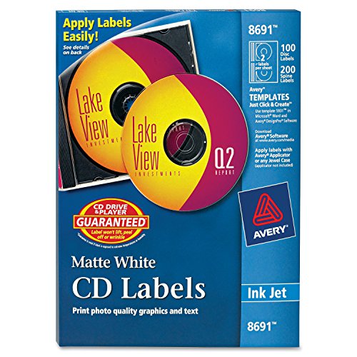 Product Cover Avery CD Labels - 100 Disc labels & 200 Spine labels (8691)