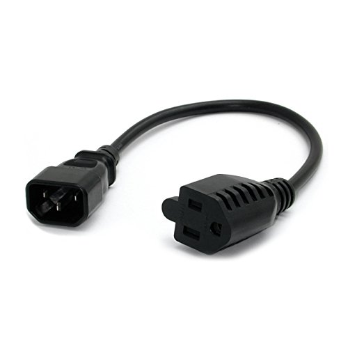 Product Cover StarTech.com 1ft Standard Computer Power Adapter Cord (IEC 60320 C14 Male to NEMA 5-15R Female) - 10A - Black - Wall Power to PDU, Monitor & Computer AC Power Cable (PAC100)