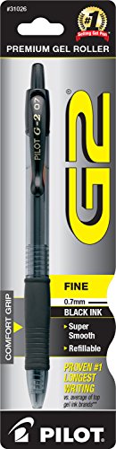 Product Cover Pilot G2 Retractable Premium Gel Ink Roller Ball Pen, Fine Point, Single Pen, Black Ink (31026)