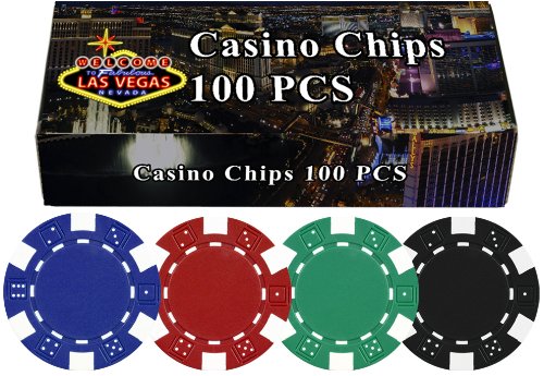 Product Cover DA VINCI 100 Dice Striped Poker Chips in Las Vegas Gift Box, 11.5gm