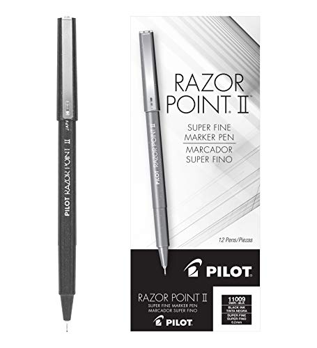Product Cover PILOT Razor Point II Fine Line Marker Stick Pens, Super Fine Point (0.2mm) Black Ink, 12 Count (11009)