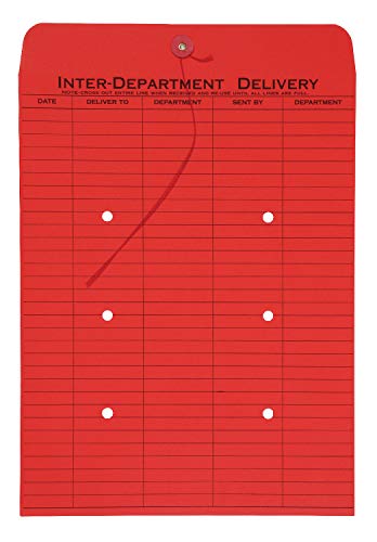 Product Cover Quality Park 1-Side Print Interoffice Envelopes, String-Tie, Red, 10 x 13, 100 per Carton, (63574)