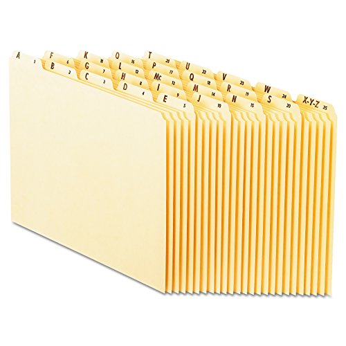 Product Cover Pendaflex PFXEN225 EN225 A-Z Top Tab Recycled File Guides, 18 pt. Manila, 1/5 Tab, Letter Size, 25/Set
