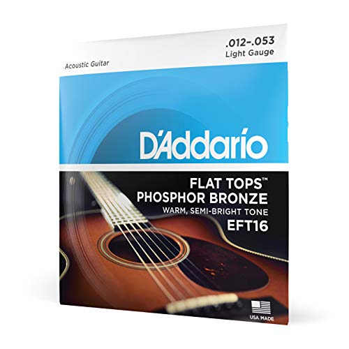 Product Cover D'Addario EFT16 Flat Tops Phosphor Bronze Acoustic Guitar Strings, Light, 12-53