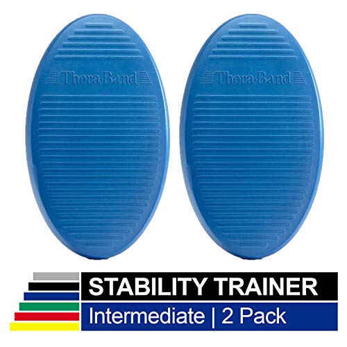 Product Cover TheraBand Stability Trainer Pad, Intermediate Level Blue Balance Trainer & Wobble Cushion for Balance & Core Strengthening, Rehabilitation, & Physical Therapy, Round Sport Balance Trainer, Set of 2