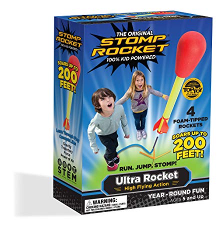 Product Cover Stomp Rocket Ultra Rocket, 4 Rockets - Outdoor Rocket Toy Gift for Boys and Girls - Comes with Toy Rocket Launcher - Ages 5 Years and Up