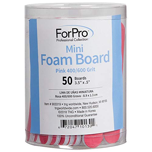Product Cover ForPro Pink Mini Foam Board, 400/600 Grit, Double-Sided Manicure Nail File, 3.5