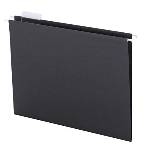 Product Cover Smead Hanging File Folder with Tab, 1/5-Cut Adjustable Tab, Letter Size, Black, 25 per Box (64062)