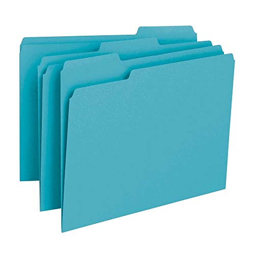 Product Cover Smead File Folder, 1/3-Cut Tab, Letter Size, Teal, 100 per Box (13143)