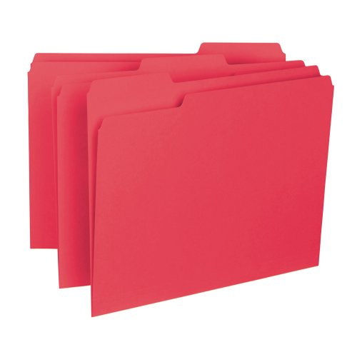 Product Cover Smead Interior File Folder, 1/3-Cut Tab, Letter Size, Red, 100 per Box (10267)