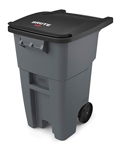 Product Cover Rubbermaid Commercial Products Fg9W2700Gray Brute Rollout Heavy-Duty Wheeled Trash/Garbage Can, 50-Gallon, Gray