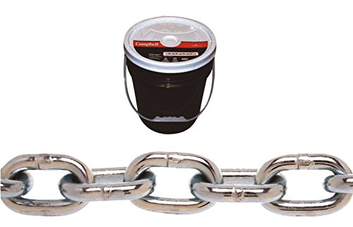 Product Cover Campbell 0140423 System 3 Grade 30 Low Carbon Steel Proof Coil Chain in Round Pail, Zinc Plated, 1/4