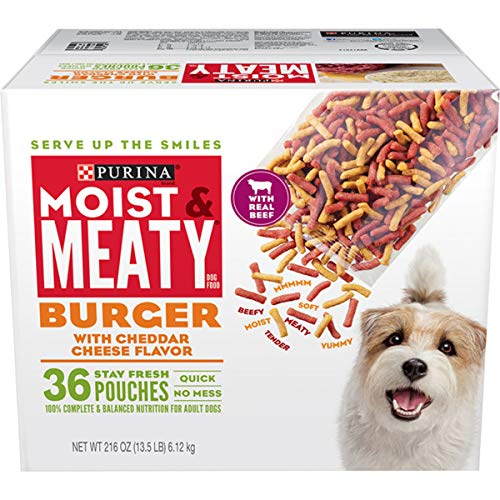 Product Cover Purina Moist & Meaty Dry Dog Food, Burger with Cheddar Cheese Flavor - 36 ct. Pouch