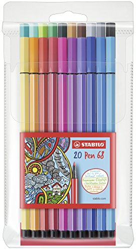 Product Cover Stabilo Pen 68 Coloring Felt-tip Marker Pen, 1 mm - 20-Color Wallet Set