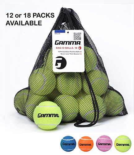 Product Cover Gamma Bag of Pressureless Tennis Balls - Sturdy & Reuseable Mesh Bag with Drawstring for Easy Transport - Bag-O-Balls (18-Pack of Balls, Yellow) (Renewed)