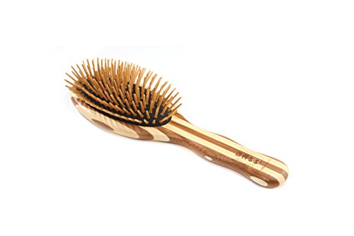 Product Cover Bass Brushes | The Green Brush | Bamboo Pin + Bamboo Handle Hair Brush | Medium Oval