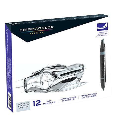Product Cover Prismacolor 3622 Premier Double-Ended Art Markers, Fine and Chisel Tip, Cool Grey, 12-Count
