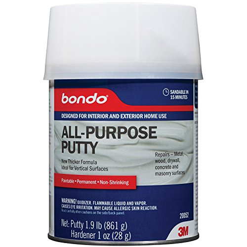 Product Cover Bondo All-Purpose Putty, Designed for Interior and Exterior Home Use, Paintable, Permanent, Non-Shrinking, 1 Quart