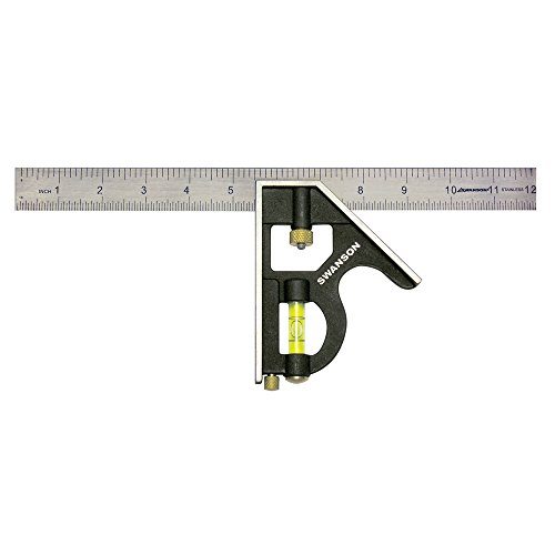 Product Cover Swanson Tool TC132 12-Inch Combo Square (Cast Zinc Body, Stainless Steel Ruler and Brass Bolt)