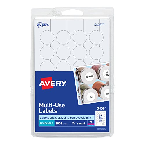 Product Cover Avery Removable Print or Write Labels for Laser and Inkjet Printers, 0.75 Inches, Round, Pack of 1008 (5408), White