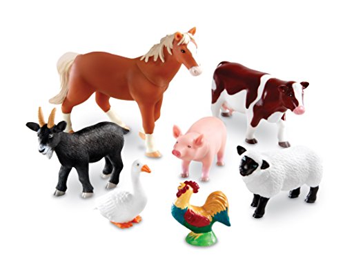 Product Cover Learning Resources Jumbo Farm Animals I Horse, Pig, Cow, Goat, Sheep, Rooster, Goose, 7 Pieces