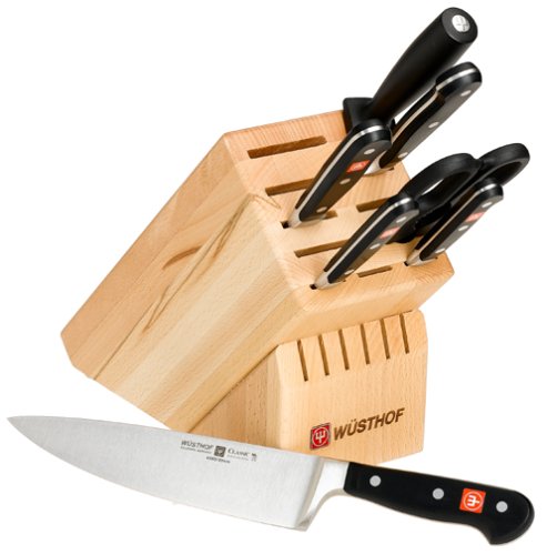 Product Cover WÜSTHOF Classic Eight Piece Knife Block Set | 8-Piece German Knife Set | Precision Forged High Carbon Stainless Steel Kitchen Knife Set with 17 Slot Block - Model 8418