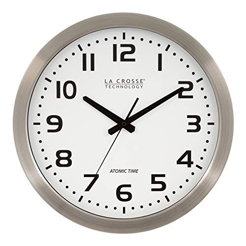 Product Cover La Crosse Technology 16 Inch Stainless Steel Atomic Clock - White Dial 16