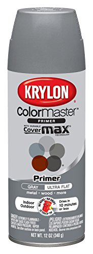 Product Cover Krylon K05131807 ColorMaster Paint + Primer, Ultra Flat Primer, Gray, 12 oz.