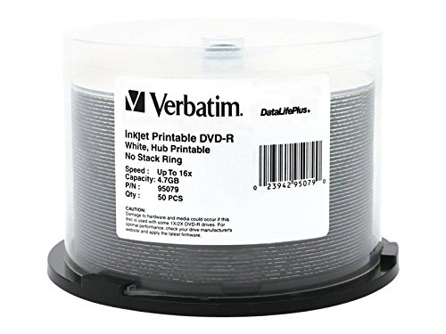 Product Cover Verbatim DVD-R 4.7GB 16X DataLifePlus White Inkjet Printable Surface, Hub Printable - 50pk Spindle