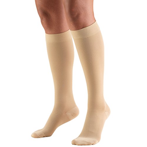 Product Cover Truform 20-30 mmHg Compression Stockings for Men and Women, Knee High Length, Closed Toe, Beige, Large