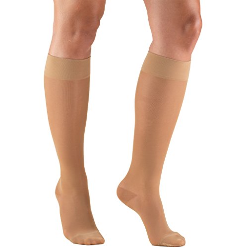 Product Cover Truform Sheer Compression Stockings, 15-20 mmHg, Women's Knee High Length, 20 Denier, Beige, Small