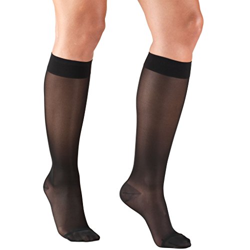 Product Cover Truform Sheer Compression Stockings, 15-20 mmHg, Women's Knee High Length, 20 Denier, Black, Large
