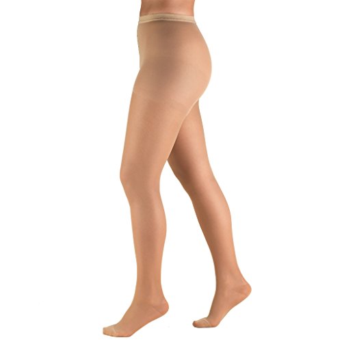 Product Cover Truform Sheer Compression Pantyhose, 15-20 mmHg, Women's Shaping Tights, 20 Denier, Beige, Queen Plus
