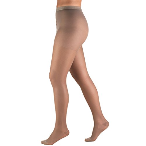 Product Cover Truform Sheer Compression Pantyhose, 15-20 mmHg, Women's Shaping Tights, 20 Denier, Taupe, Queen Plus
