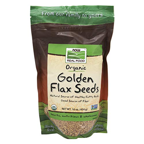 Product Cover NOW Foods, Organic Golden Flax Seeds, Source of Essential Fatty Acids and Fiber, Non-GMO, 16-Ounce