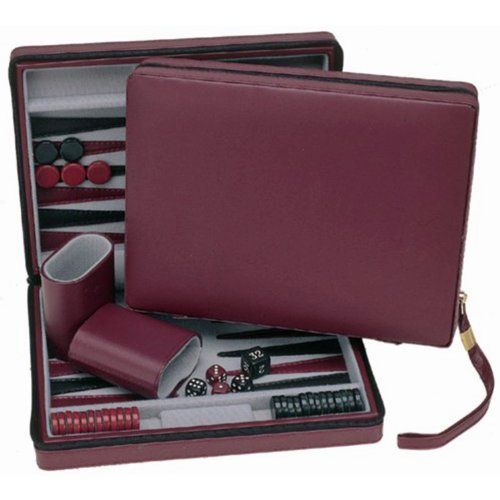 Product Cover WE Games Burgundy Magnetic Backgammon Set with Carrying Strap - Travel Size