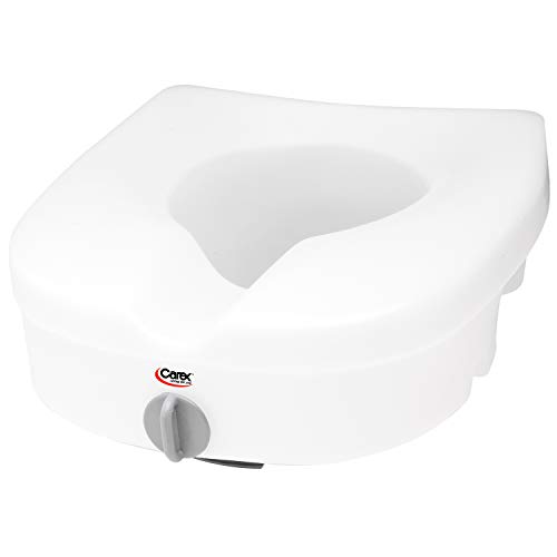 Product Cover Carex E-Z Lock Raised Toilet Seat, Adds 5 Inches to Toilet Height, Elderly and Handicap Toilet Seat Riser, Round Or Elongated Toilets