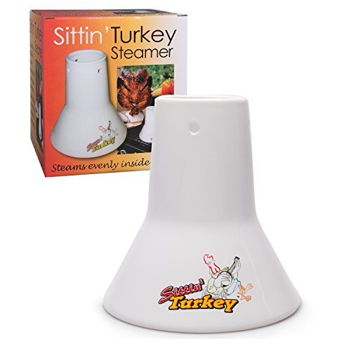 Product Cover Ceramic Steamer Beer Can Turkey Roaster- Sittin' Turkey Marinade Barbecue Cooker- Infuse delicious BBQ flavor