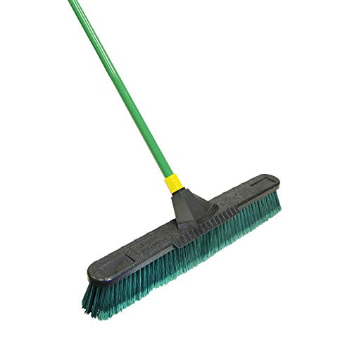 Product Cover Quickie Bulldozer 24-Inch Multi-Surface Push Broom with Scraper, Green