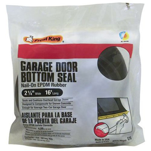 Product Cover Frost King G16H Nail-On Rubber Garage Door Bottom Seal, 2-1/4-Inch by 16-Foot, Black