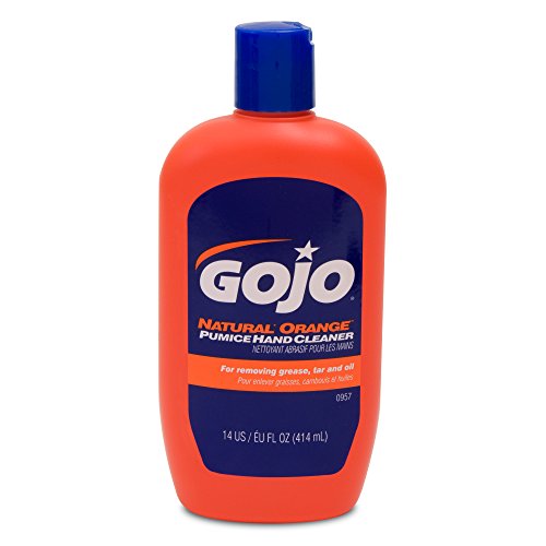 Product Cover GOJO NATURAL ORANGE Pumice Hand Cleaner, 14 fl oz Quick-Acting Lotion Cleaner Squeeze Bottle (0957-12)