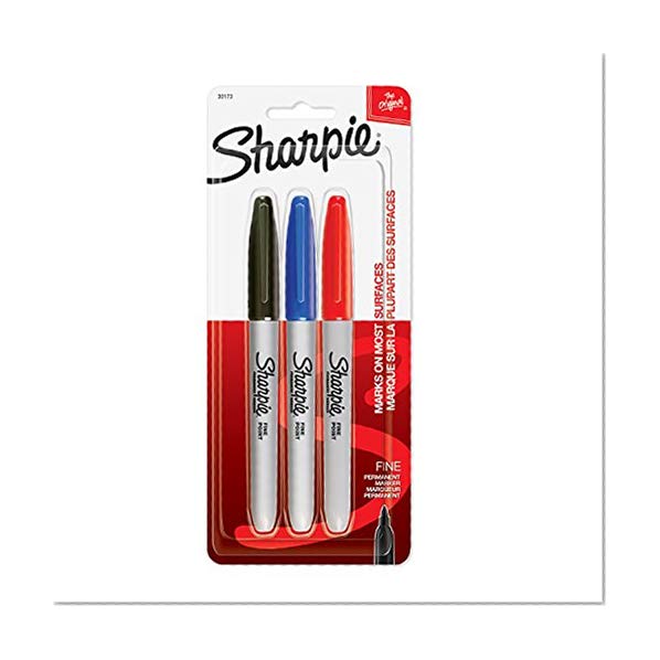 Product Cover Sharpie 30173PP Permanent Markers, Fine Point, Assorted Colors, 1 Blister of 3 Markers, 3 Markers Total
