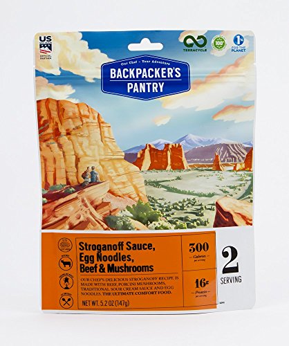 Product Cover Backpacker's Pantry Stroganoff Sauce, Egg Noodles, Beef & Mushrooms, 2 Servings Per Pouch, Freeze Dried Food, 16 Grams of Protein