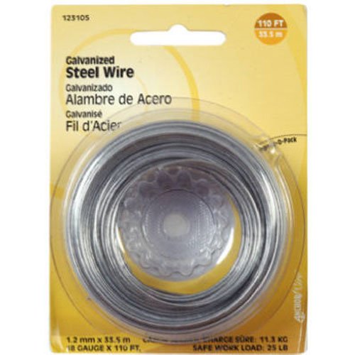 Product Cover The Hillman Group 123130 16 Gauge Galvanized Steel Wire, 25-Feet, 1-Pack