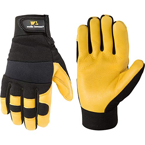 Product Cover Men's Deerskin Leather Palm Hybrid Work Gloves (Wells Lamont 3210L)