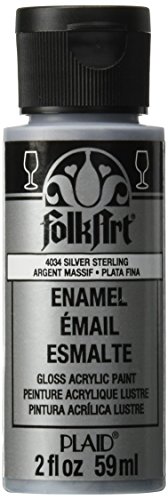 Product Cover FolkArt Enamel Glitter and Metallic Paint in Assorted Colors (2 oz), 4034, Metallic Silver Sterling