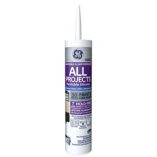 Product Cover GE GE7000 All Projects Paintable Silicone Window & Door Sealant Caulk Cartridge, 10.1oz, White
