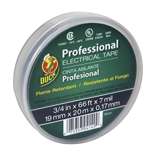 Product Cover Duck Brand 299019 Professional Grade Electrical Tape, 3/4-Inch by 66 Feet, Single Roll, Black