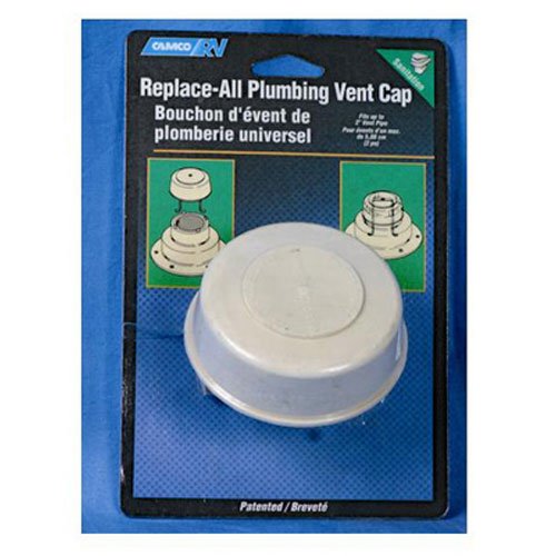 Product Cover Camco Replace-All Plumbing Vent Cap with Spring Attachment - Replaces Lost or Damaged RV Plumbing Vent Caps | Fits Up to 2